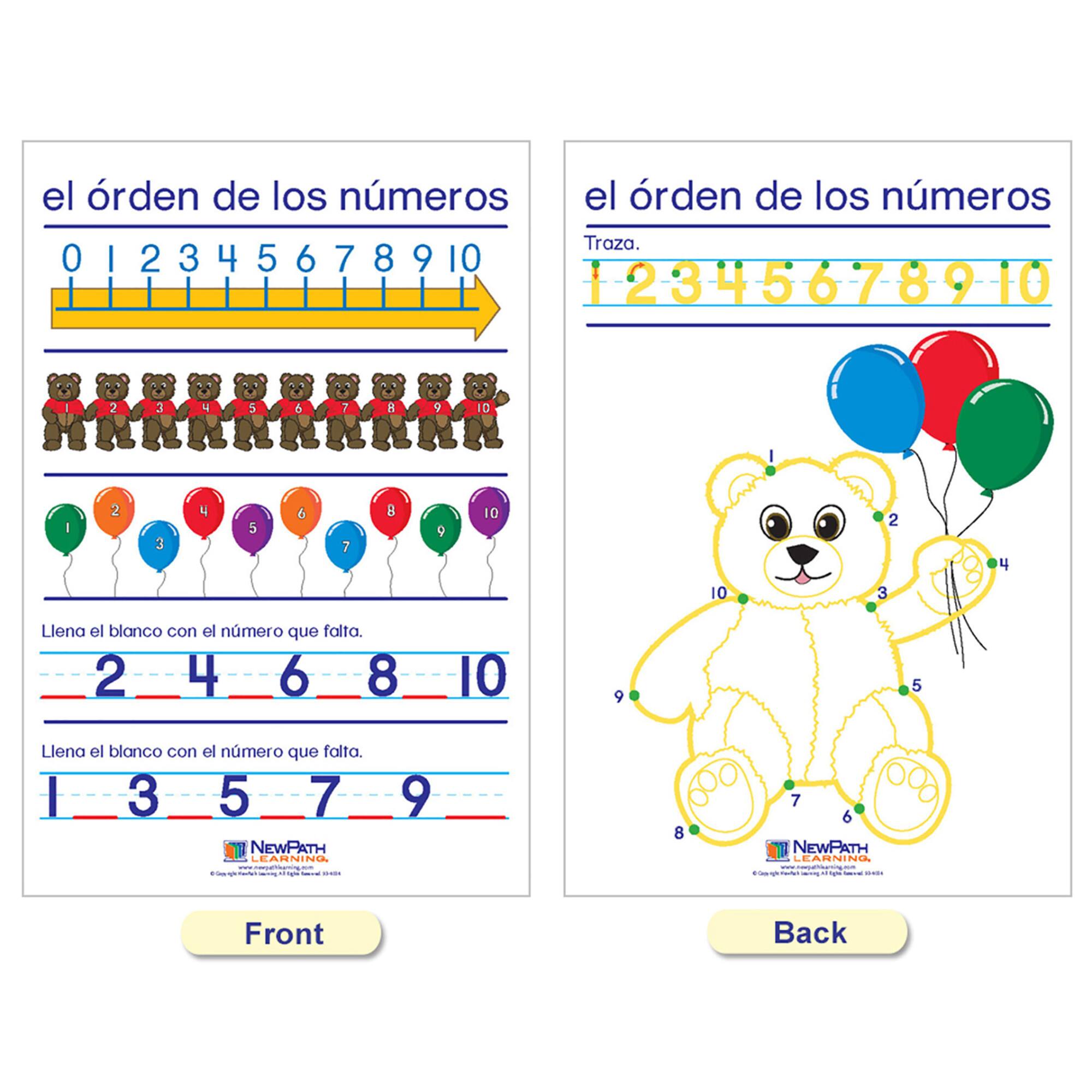 NewPath Learning® 12" x 18" Number Sense Bulletin Board Charts Set, Spanish Edition